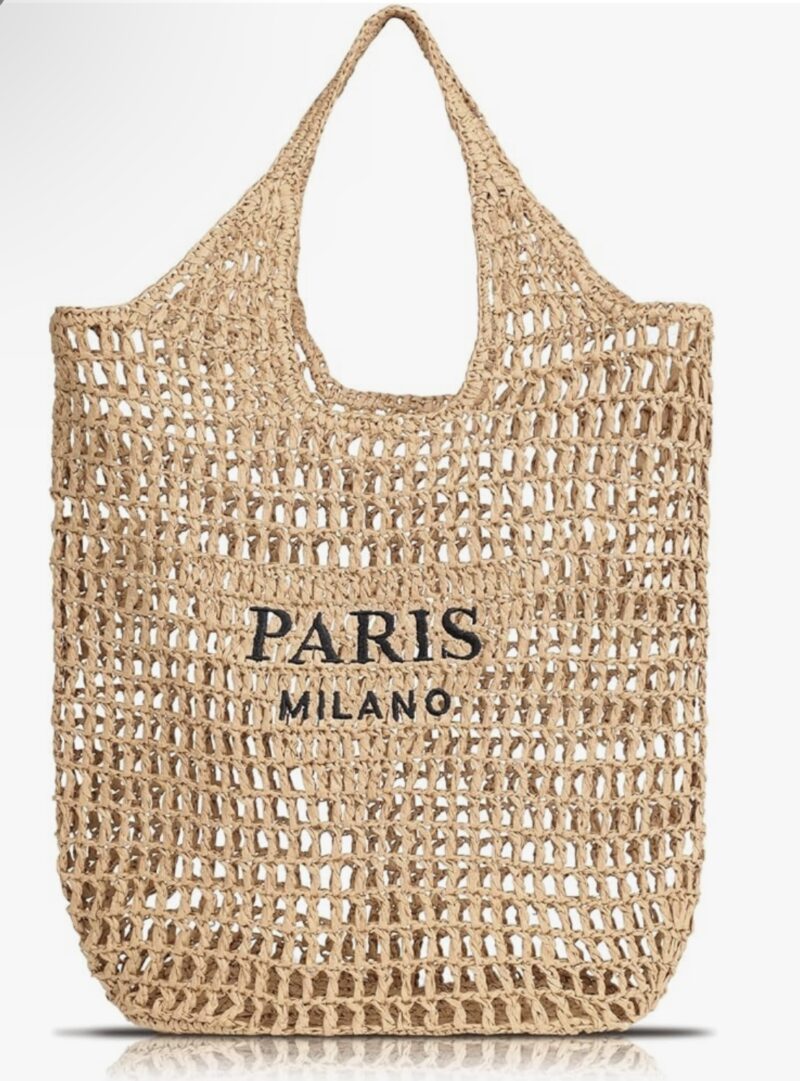 Paris Milano Women Beach Handmade Woven Tote Bag