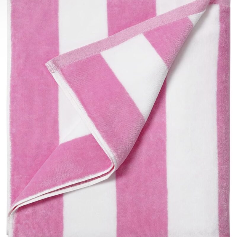 Plush Oversized Beach Towel - Pink Striped Pool Towels